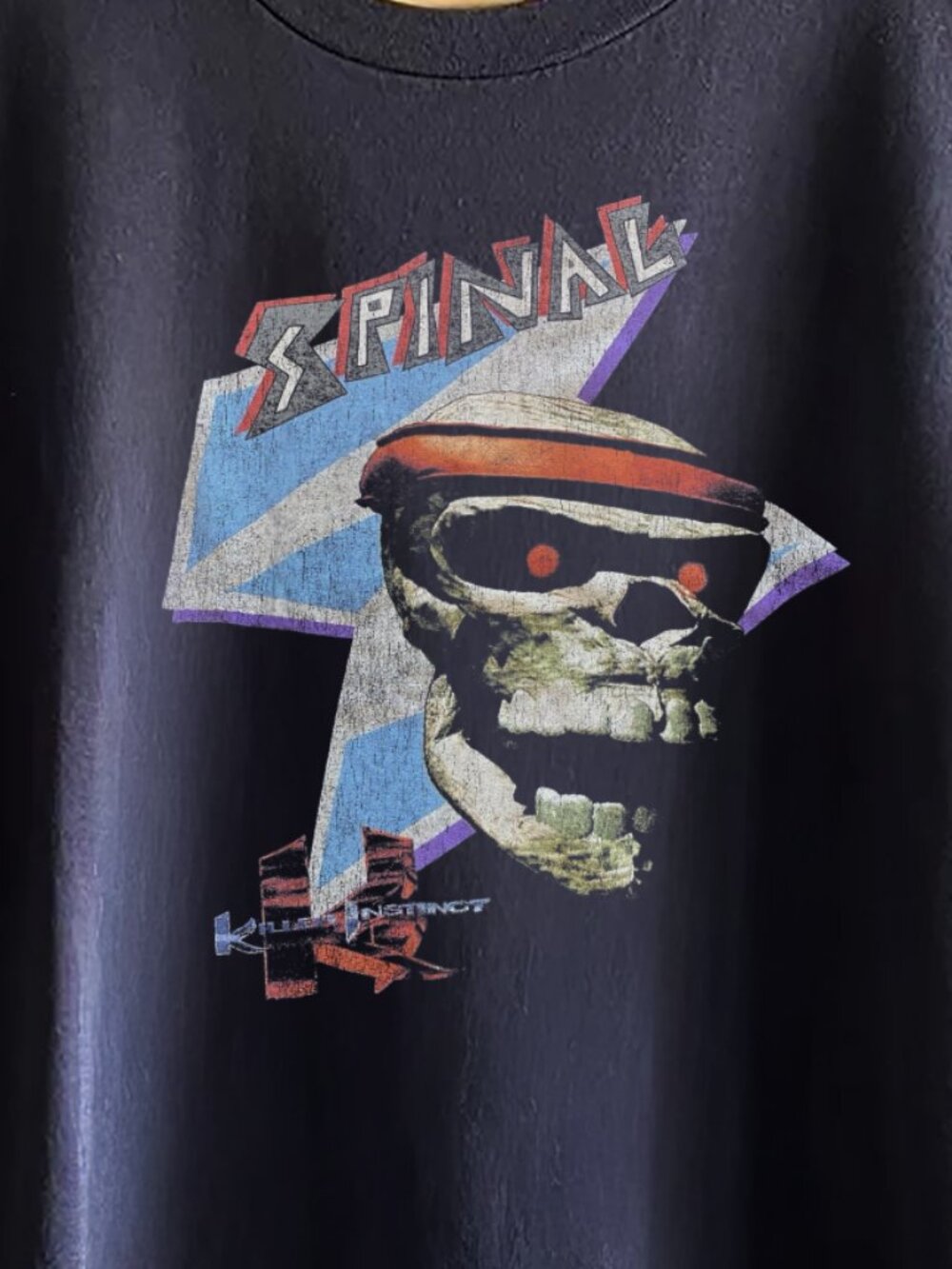 90s Killer Instinct Spinal Washed Navy Tee - Picture 2 of 5